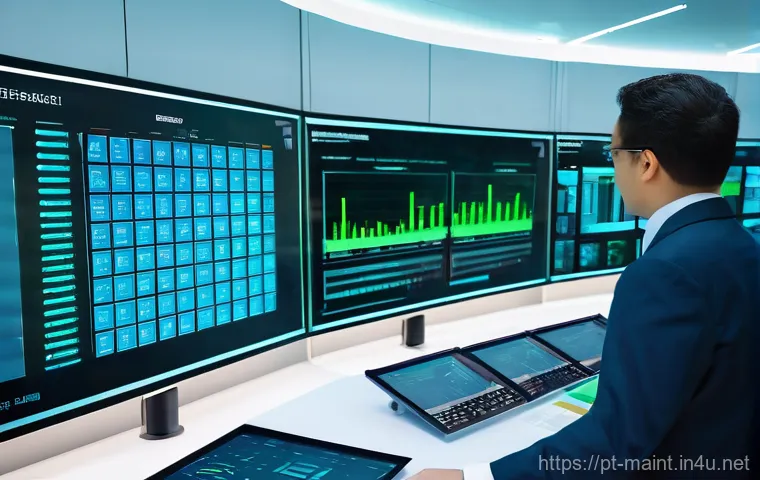 현장에서 배우는 설비 유지보수 비법 - **Prompt 1: Predictive Maintenance Control Hub**
"A futuristic, clean industrial control room at...