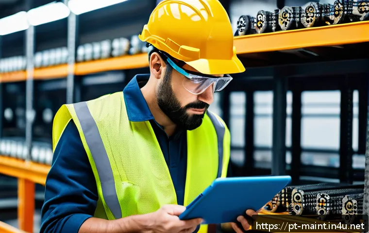 설비 유지보수 기술자 이직 성공 팁 - A modern industrial maintenance technician wearing safety glasses, a hard hat, and a high-visibility...
