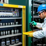 Home 23 설비 유지보수 기술자 업무 사례 공유 - An industrial maintenance technician wearing protective gear and safety glasses is performing a deta...