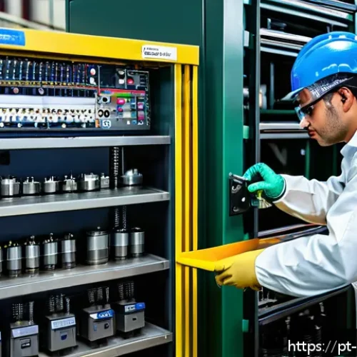Home 17 설비 유지보수 기술자 업무 사례 공유 - An industrial maintenance technician wearing protective gear and safety glasses is performing a deta...